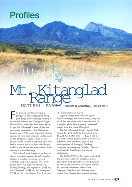 Mt. Kitanglad Range Tip of the Mountain, Which Was the Size of Natural Park Would Be the Perfect Place a Tanglad Plant (Lemon Grass), Remained