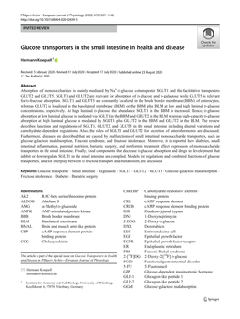 Glucose Transporters in the Small Intestine in Health and Disease