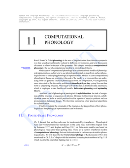 COMPUTATIONAL PHONOLOGY Phonology, the Use of Computational Models in Phonological Theory