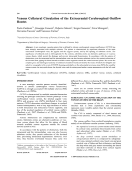 Venous Collateral Circulation of the Extracranial Cerebrospinal Outflow Routes