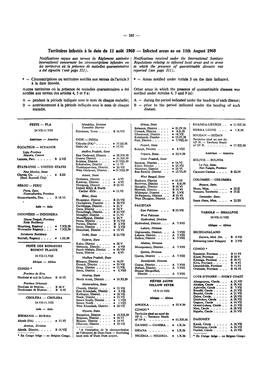 Territoires Infectés À La Date Du 11 Août 1960 — Mected Areas As On