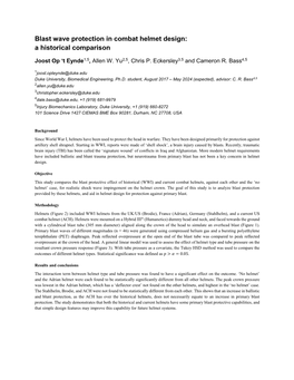 Blast Wave Protection in Combat Helmet Design: a Historical Comparison