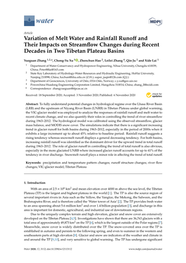 Variation of Melt Water and Rainfall Runoff and Their Impacts On