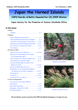 Japan the Horned Islands JSPS Nordic & Baltic Newsletter (2) 2009 Winter