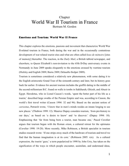 World War II Tourism in France Bertram M