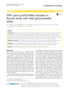 ITPR1 Gene P.Val1553met Mutation in Russian Family with Mild Spinocerebellar Ataxia M