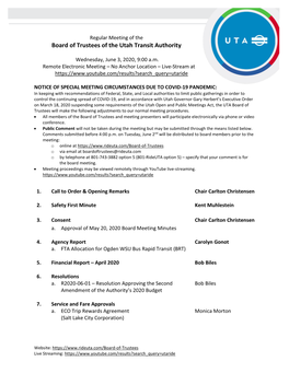 Board of Trustees of the Utah Transit Authority