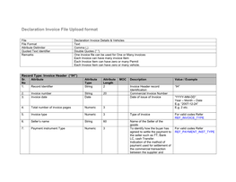 Declaration Invoice File Upload Format