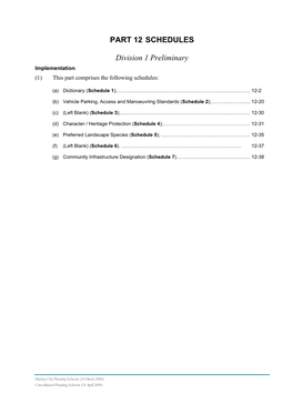 PART 12 SCHEDULES Division 1 Preliminary