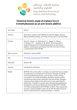 Chemical Kinetic Study of Triptane (2,2,3-Trimethylbutane) As an Anti-Knock Additive