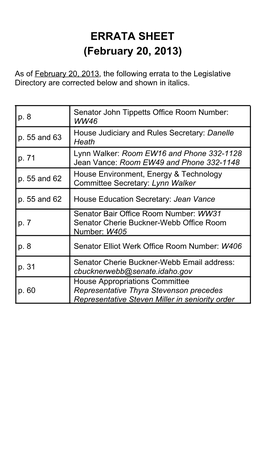 2013 Legislative Directory