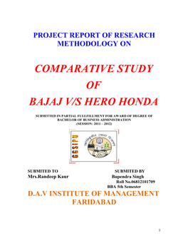 Comparative Study of Bajaj V/S Hero Honda