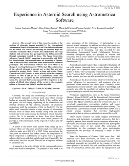 Experience in Asteroid Search Using Astrometrica Software