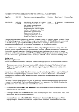 I Write in Response to Your Consultation Regarding the Above Request for a Scoping Opinion at Land at Chapel Farm Fields, Abergavenny