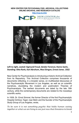 Sigmund Freud, Sándor Ferenczi, Hanns Sachs. Standing: Otto Rank, Karl Abraham, Max Etingon, Ernest Jones