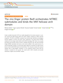 The Zinc-Finger Protein Red1 Orchestrates MTREC Submodules