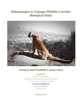 Hahamongna to Tujunga Wildlife Corridor Biological Study