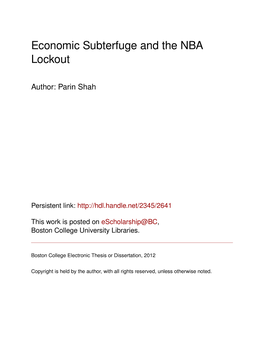 Economic Subterfuge and the NBA Lockout