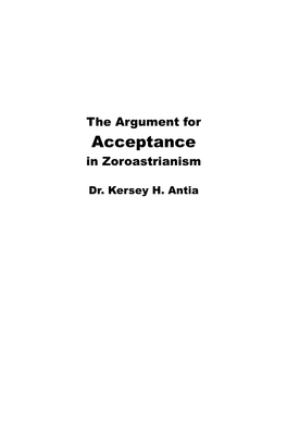 Argument for Acceptance in Zoroastrianism