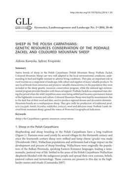 Genetic Resources Conservation of the Podhale Zackel and Coloured Mountain Sheep