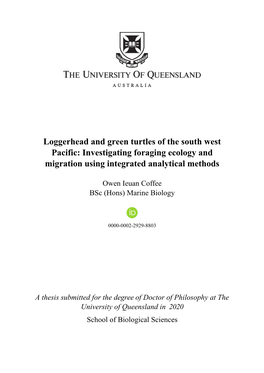 Loggerhead and Green Turtles of the South West Pacific: Investigating Foraging Ecology and Migration Using Integrated Analytical Methods