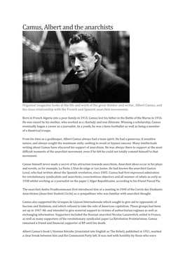 Camus, Albert and the Anarchists