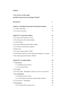 Cosa Nostra E Le Altre Mafie: Modelli Di Organizzazione Dei Gruppi Criminali”
