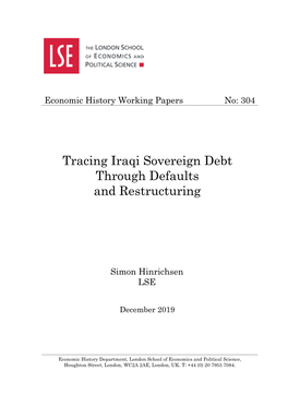 Tracing Iraqi Sovereign Debt Through Defaults and Restructuring.1 Simon Hinrichsen