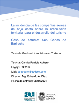 La Incidencia De Las Compañías Aéreas De Bajo Costo Sobre La Articulación Territorial Para El Desarrollo Del Turismo