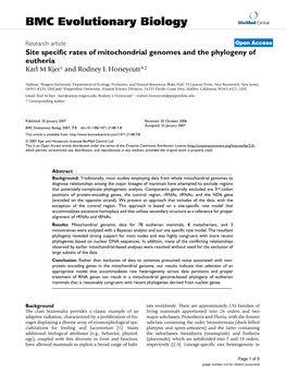 BMC Evolutionary Biology Biomed Central