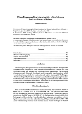 Palaeobiogeographical Characteristics of the Miocene Land Snail Fauna of Poland