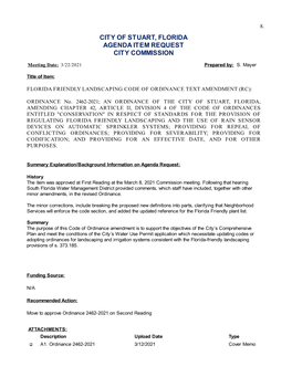 City of Stuart, Florida Agenda Item Request City Commission