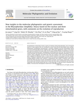 New Insights to the Molecular Phylogenetics And