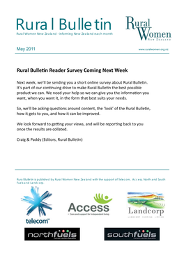 Rural Bulletin Rural Women New Zealand - Informing New Zealand Each Month