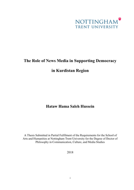 The Role of News Media in Supporting Democracy in Kurdistan