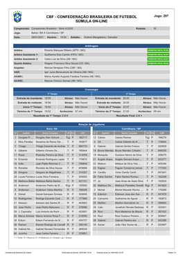 CBF - CONFEDERAÇÃO BRASILEIRA DE FUTEBOL Jogo: 297 SÚMULA ON-LINE