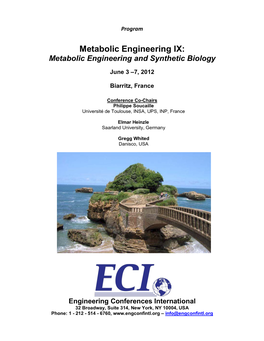 Metabolic Engineering IX: Metabolic Engineering and Synthetic Biology