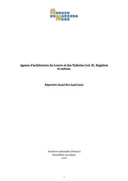 Agence D'architecture Du Louvre Et Des Tuileries (Vol