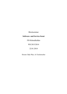 Und Service-Scout FH-Schmalkalden WS 2013/2014 22.01.2014