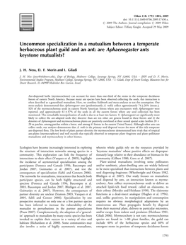 Are Aphaenogaster Ants Keystone Mutualists?