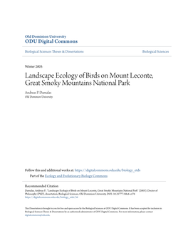 Landscape Ecology of Birds on Mount Leconte, Great Smoky Mountains National Park Andreas P