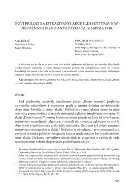 „Deseti Travnja“: Nepoznato Pismo Ante Pavelića Iz Srpnja 1948