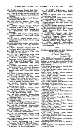 Supplement to the London Gazette, 9 June, 1949 2819