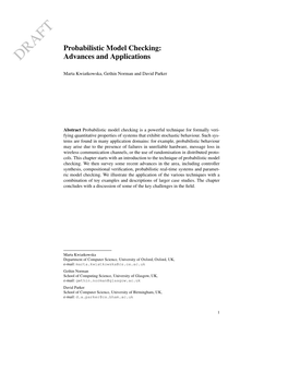 Probabilistic Model Checking: Advances and Applications 3