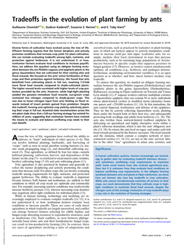 Tradeoffs in the Evolution of Plant Farming by Ants