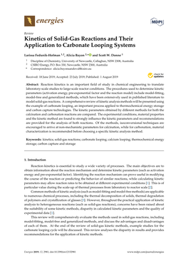 Kinetics of Solid-Gas Reactions and Their Application to Carbonate Looping Systems