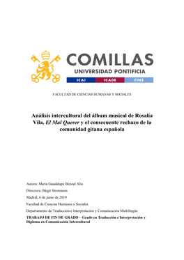 Análisis Intercultural Del Álbum Musical De Rosalía Vila, El Mal Querer Y El Consecuente Rechazo De La Comunidad Gitana Española