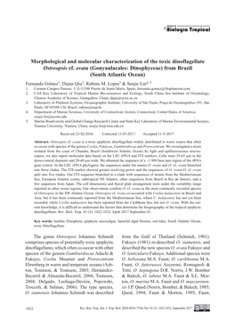 Morphological and Molecular Characterization of the Toxic Dinoflagellate Ostreopsis Cf