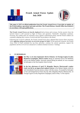 French Armed Forces Update July 2020