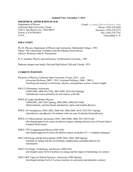 Dr. Ringwald's CV